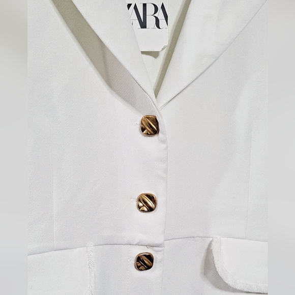 Zara~ White Sleeveless Blazer Romper - Picture 4 of 7